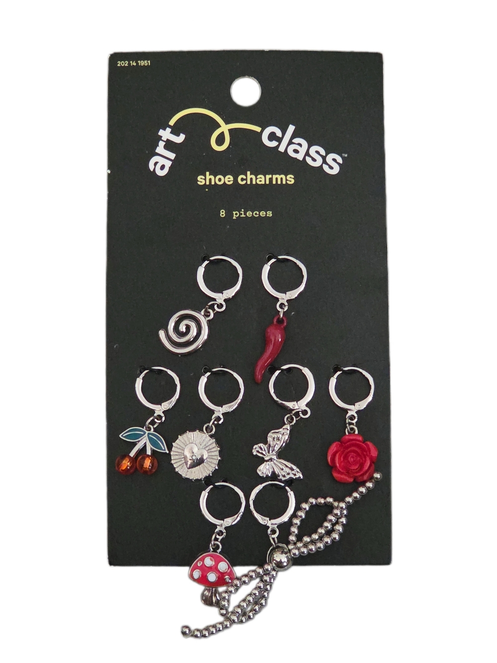 art class - Red and Silver Mixed Charm Shoe Set - 8 Pieces